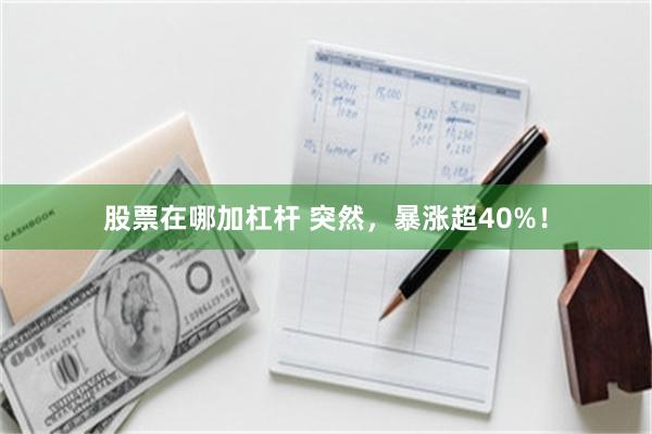 股票在哪加杠杆 突然，暴涨超40%！